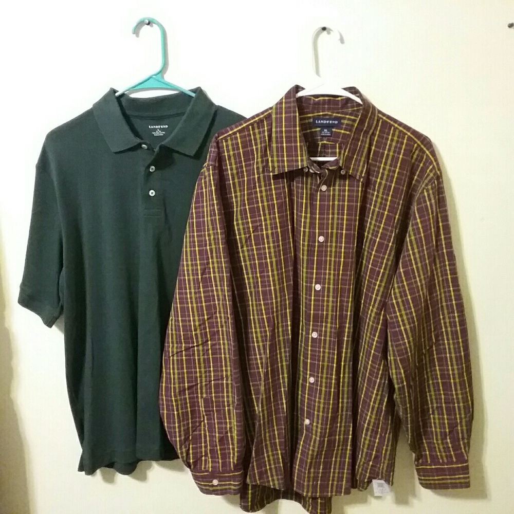 Men's Lands End XL & L Dress Shirt Lot