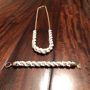 Banana Republic White and Gold Necklace Bracelet Banana Republic White and Gold Necklace Bracelet