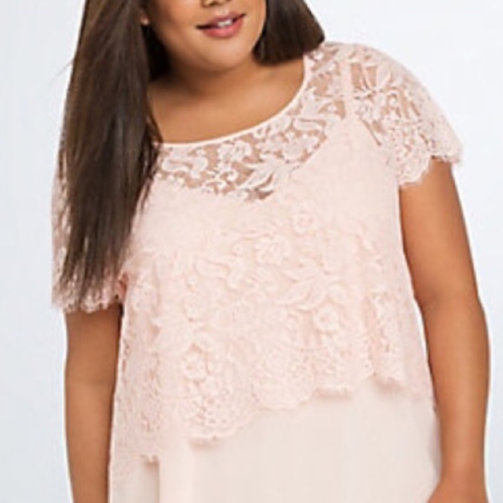 Torrid Blush Pink Lace Crop Top
