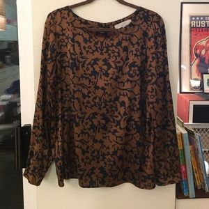 Loft paisley mocha and navy blouse