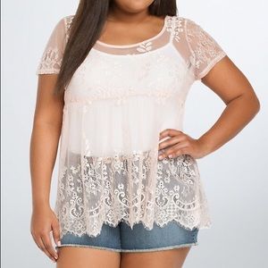 Torrid Cream colored lace babydoll.