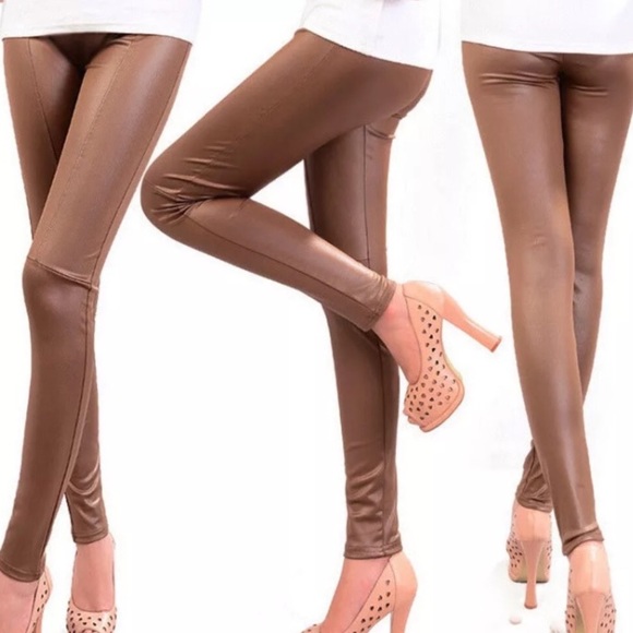 + Vegan Leather Seamed Leggings! NEW! - Picture 2 of 5