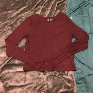 Plum long-sleeve crop top