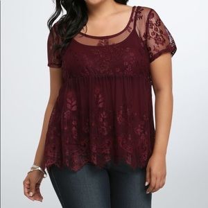 Torrid Burgundy Wine Lace Babydoll