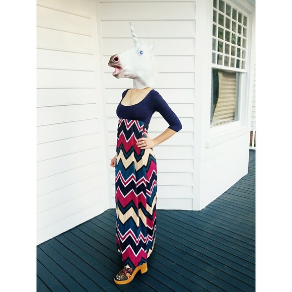 Chevron 3/4 Sleeve Maxi Dress Size Small - Picture 4 of 5