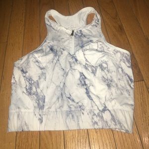 Varley white marble crop top