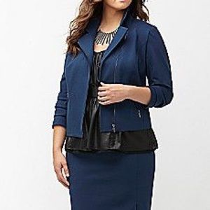 Lane Bryant Blue Ponte Moto Jacket