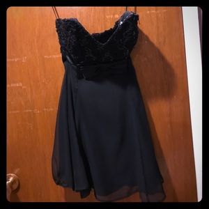 Black strapless cocktail dress