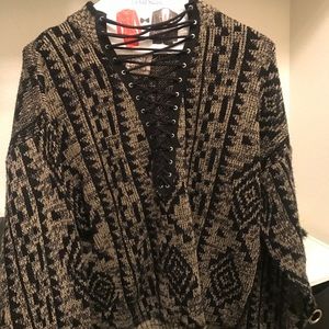 LF furst of a kind lace up sweater