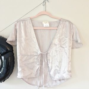 Brandy Melville Silky Tie Front Top