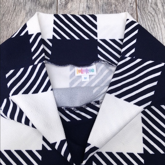 Lularoe Cassie navy white checkered skirt - Picture 2 of 3