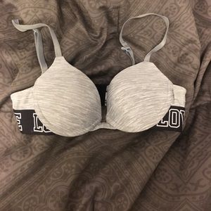Gray bra with black band