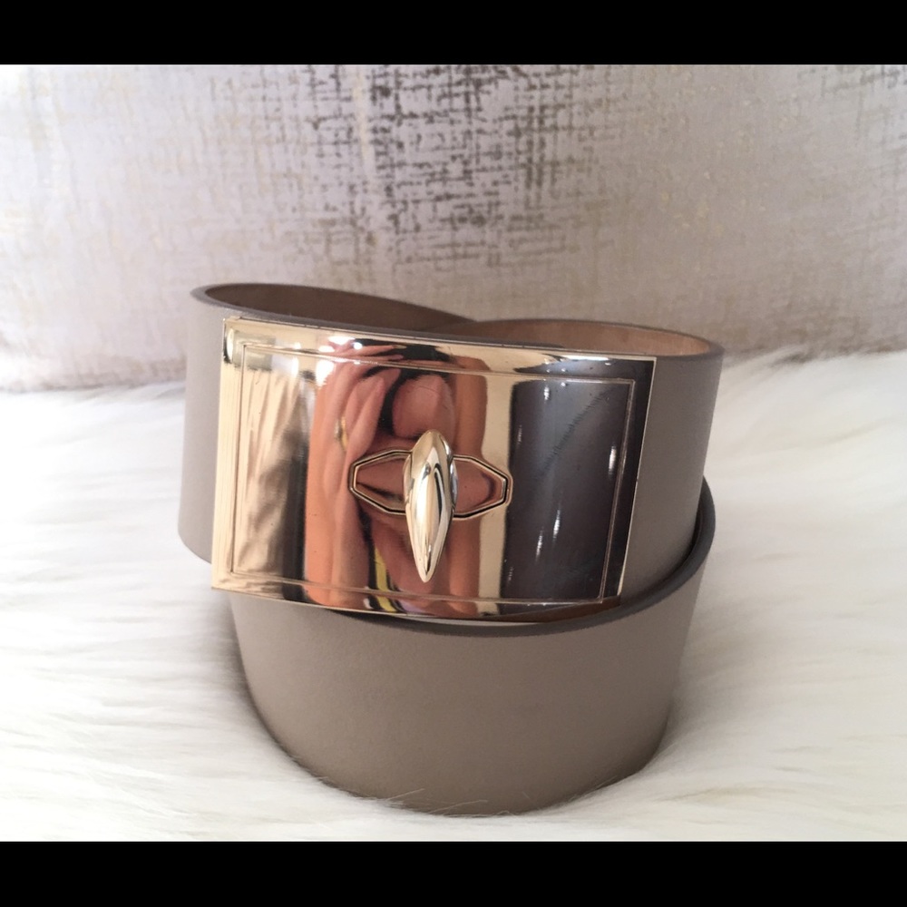 Givenchy Tan Shark Lock Wide Leather Belt - Picture 2 of 8