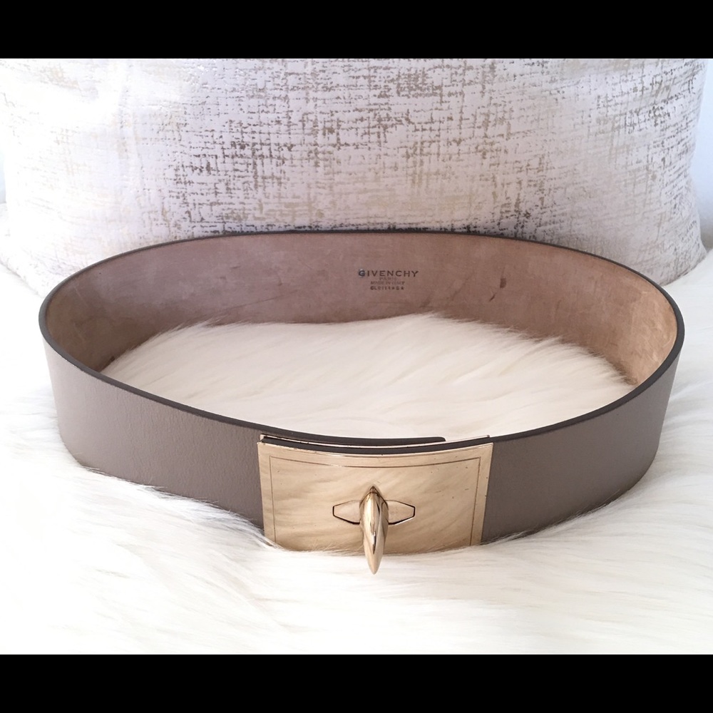 Givenchy Tan Shark Lock Wide Leather Belt - Picture 4 of 8