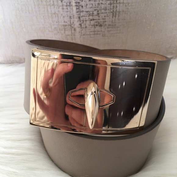 Givenchy Tan Shark Lock Wide Leather Belt - Picture 3 of 8