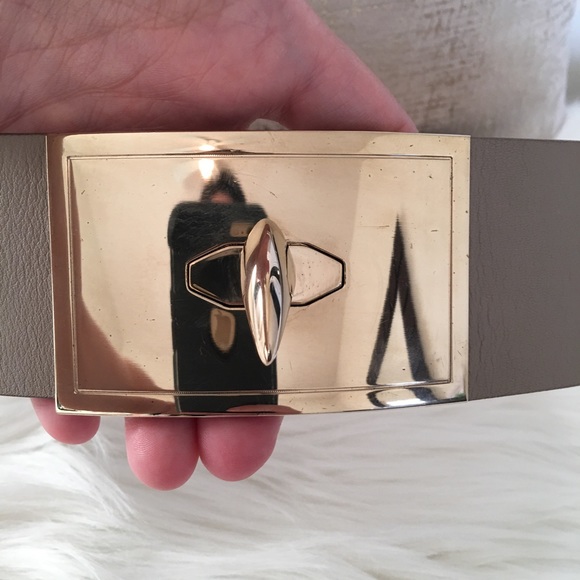 Givenchy Tan Shark Lock Wide Leather Belt - Picture 6 of 8