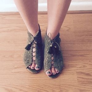 Free People faux suede peep toe