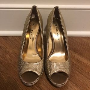 gold sparkly Michael high heels