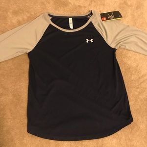 Navy and grey baseball tee