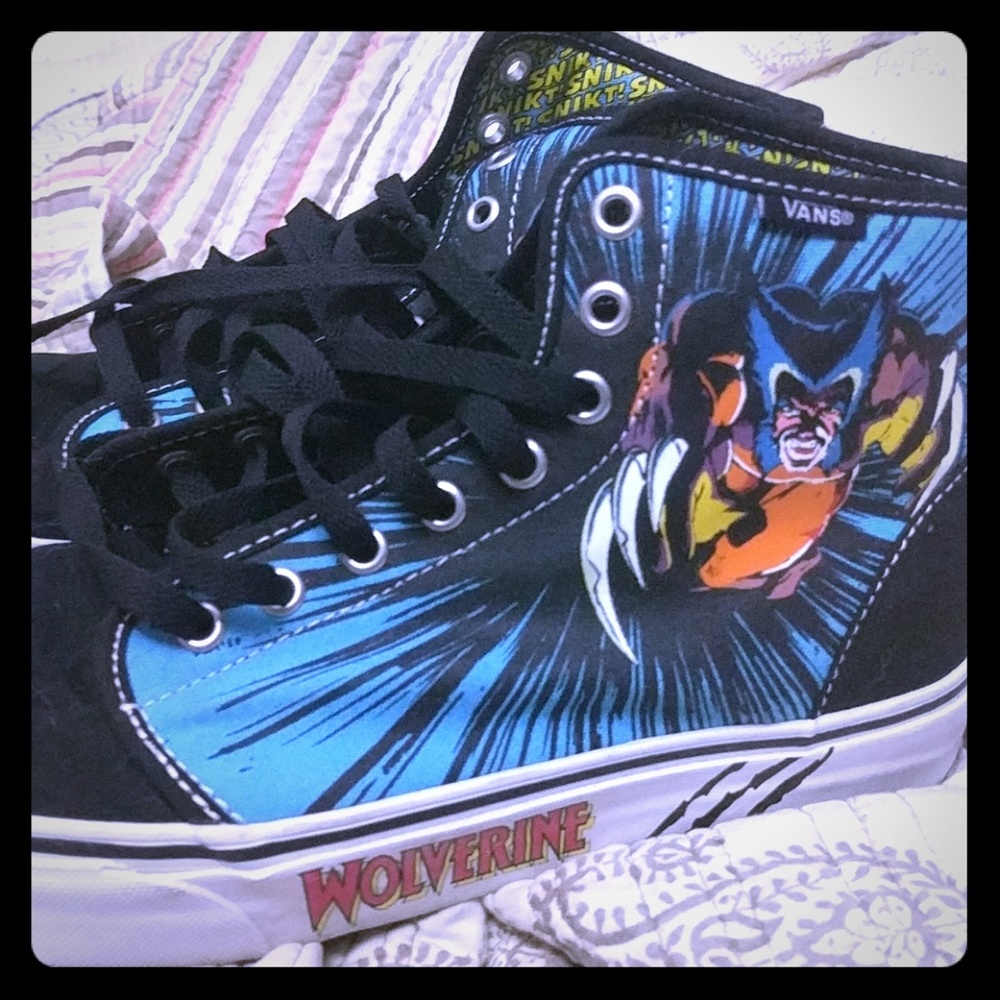 Wolverine! Marvel! Vans! 8.5 mens. High tops