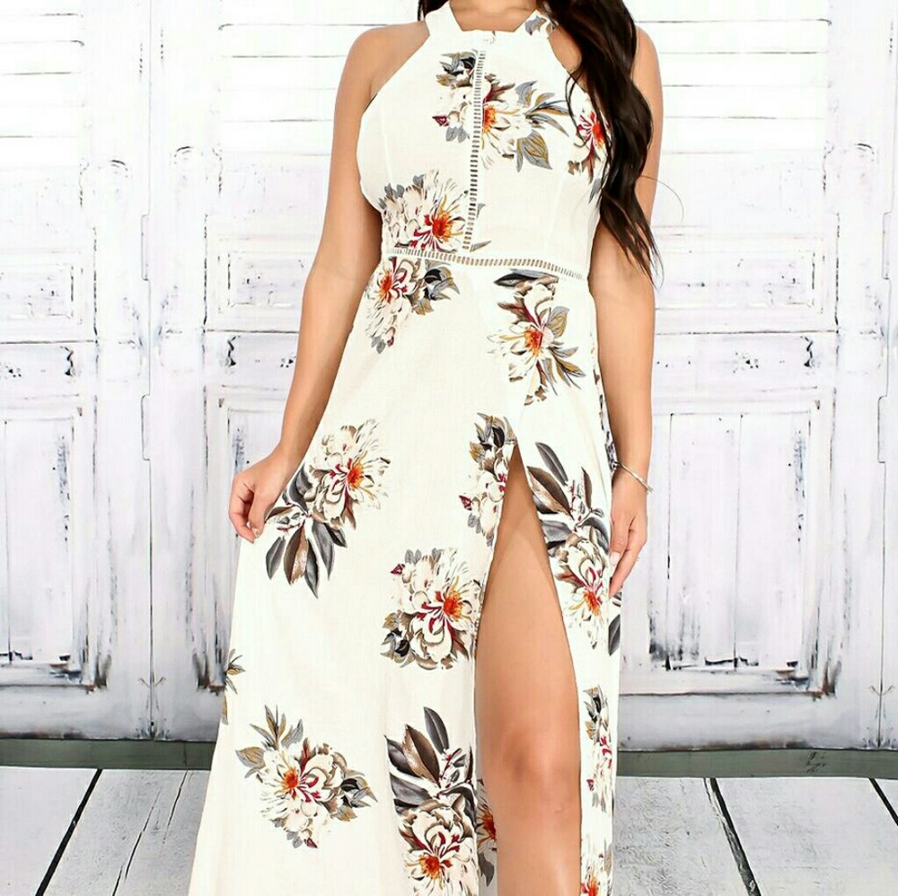 SALE! LAST 1! Floral Print Open Back Maxi Dress - Picture 4 of 5