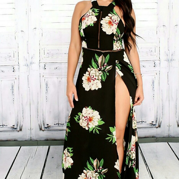 SALE! LAST 1! Floral Print Open Back Maxi Dress - Picture 2 of 5