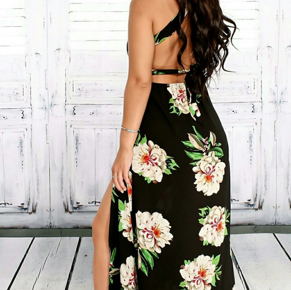 SALE! LAST 1! Floral Print Open Back Maxi Dress - Picture 3 of 5