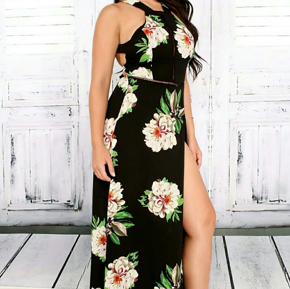 SALE! LAST 1! Floral Print Open Back Maxi Dress - Picture 5 of 5