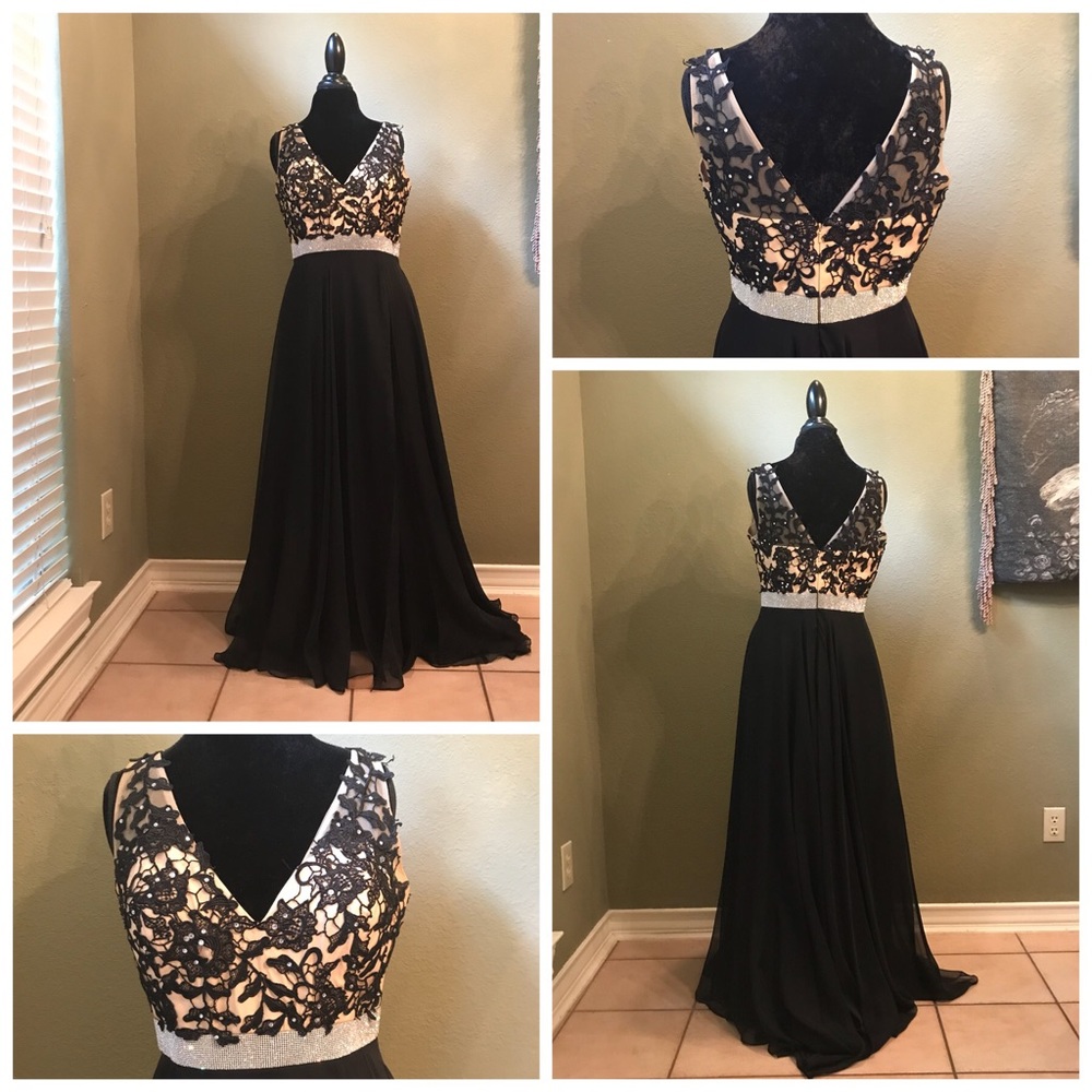 Elegant black and beige gown