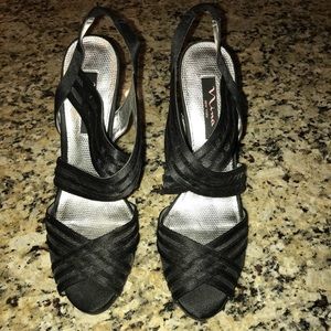 Black strapped Nina heels