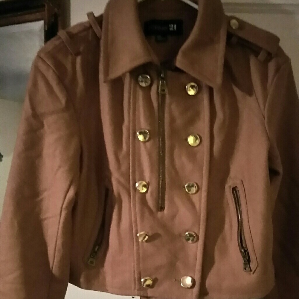 Beige and gold fleece jacket