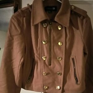 Beige and gold fleece jacket