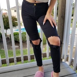 Black ripped H&M jeans