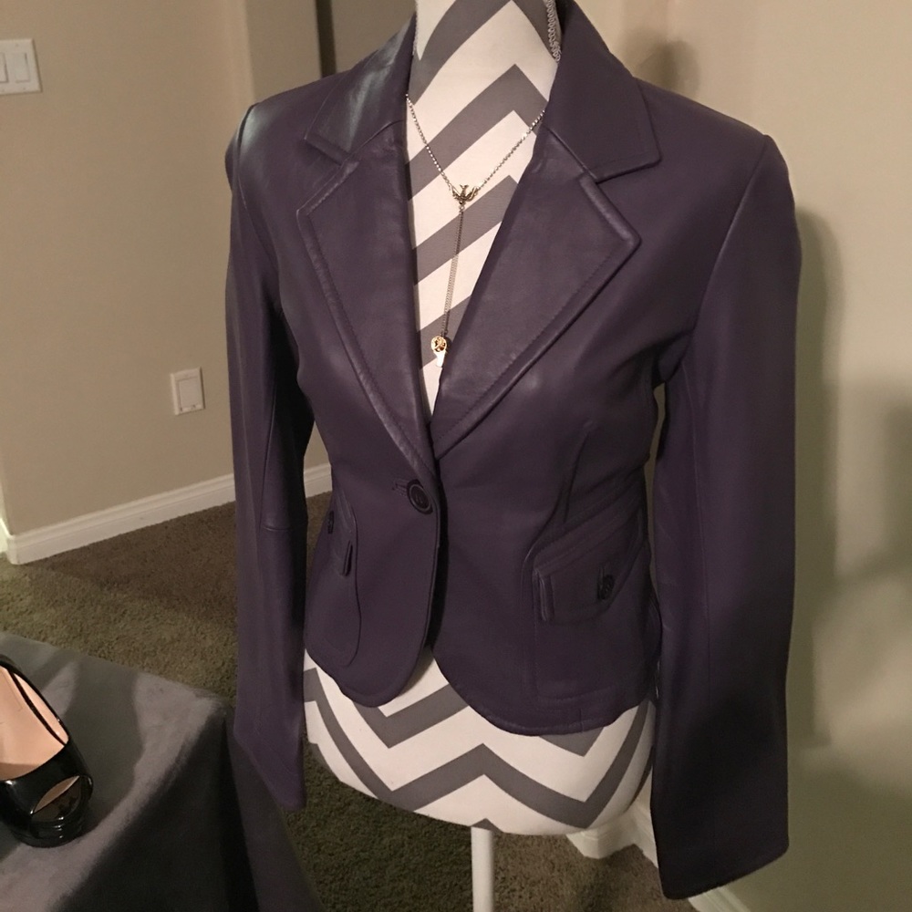 Gorgeous Purple Leather Jacket Blazer Petite PL