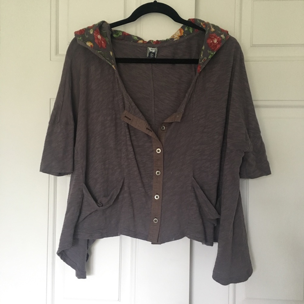Free People Cropped Sweater Hoodie
