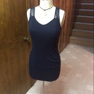 Black Tank Dress with Woven Straps