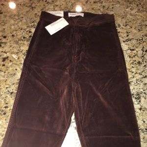 Burgundy velvet American apparel easy jeans