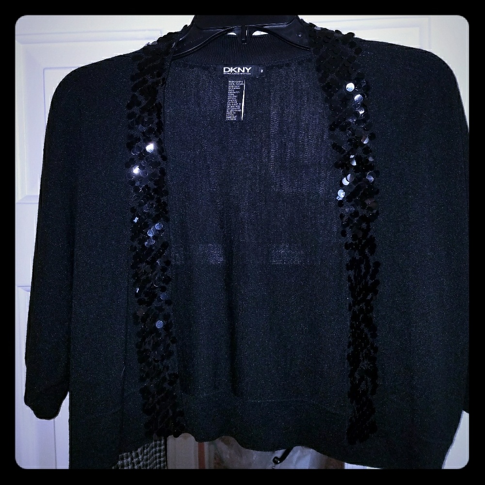 DKNY silk and sequin shrug