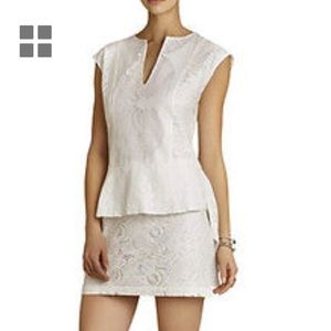 BCBG “Isabel” Cap Sleeve Peplum Dress - White