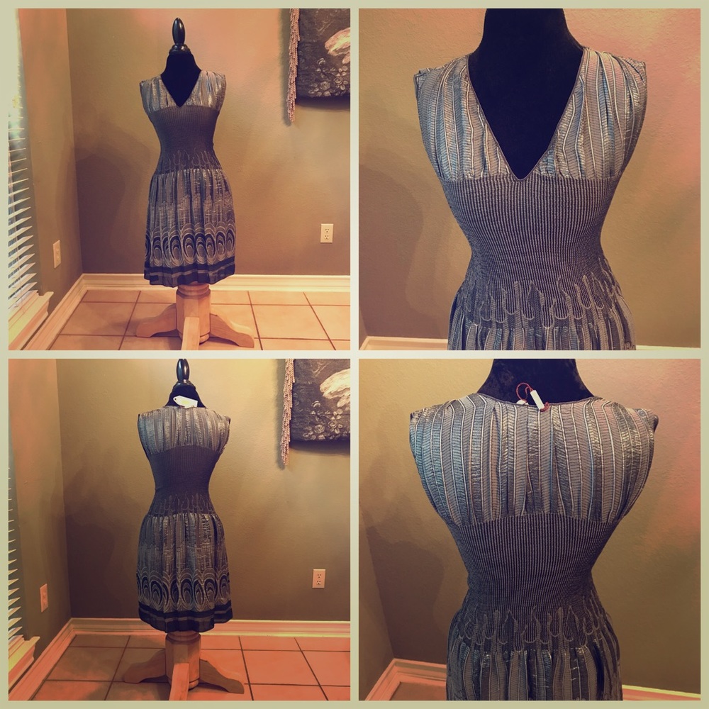 Metallic silver black dress