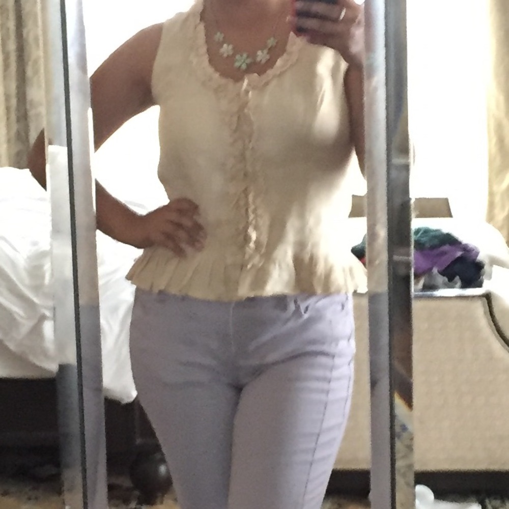 Linen Sleeveless Nude Top