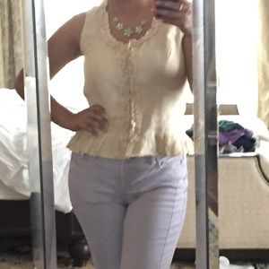 Linen Sleeveless Nude Top