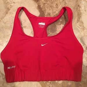 Nike Fit Dry Red Sports Bra, Size Medium.