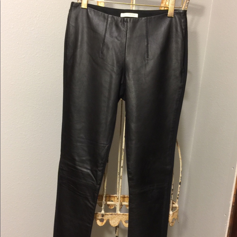 Leather and Rayon slim leg pants