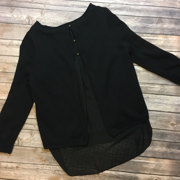 Lucky Brand Sweaters - Lucky Brand Mixed Media Button Back Hi-Lo Sweater