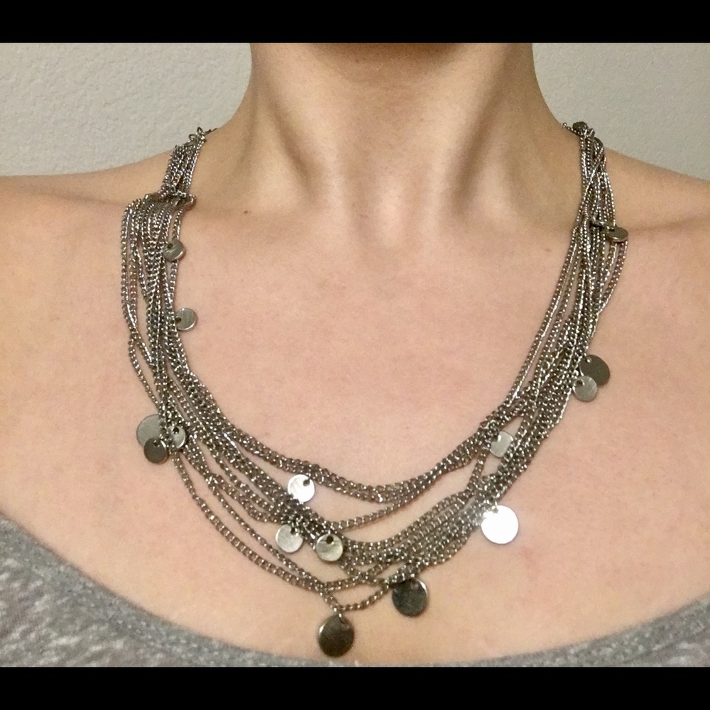 Cute and classy multiple chain silver necklace