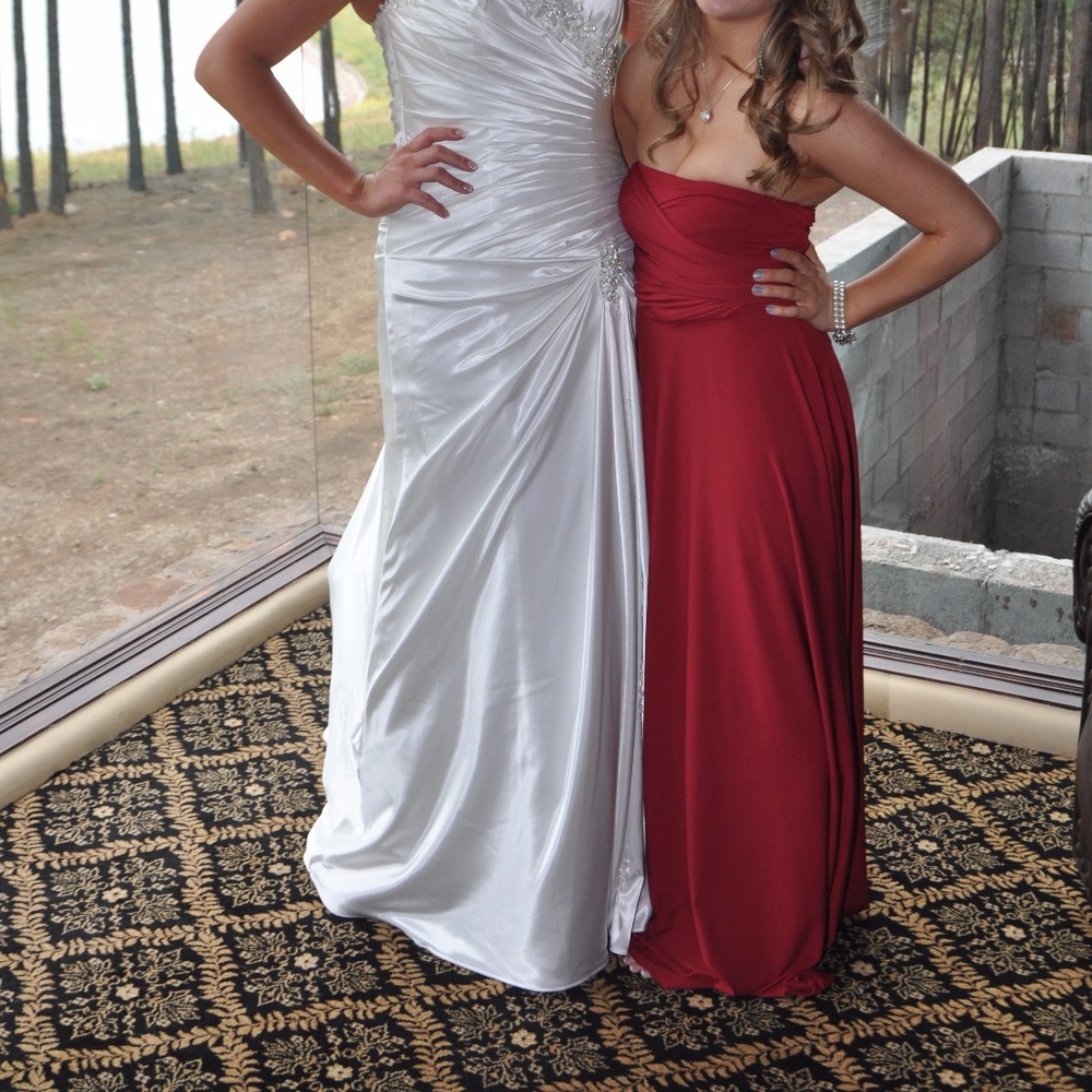 Red Twist Wrap Prom or Bridesmaid Dress