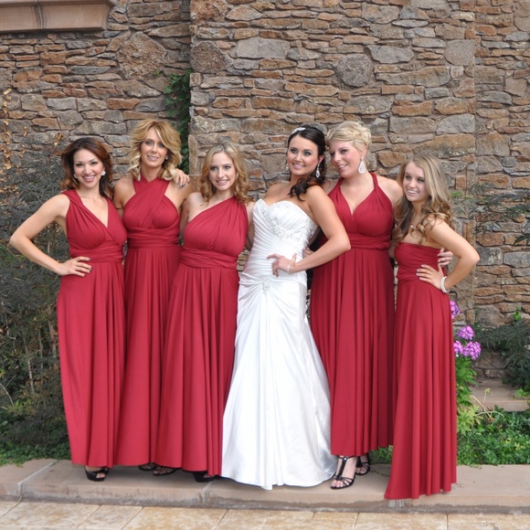 Red Twist Wrap Prom or Bridesmaid Dress - Picture 5 of 5