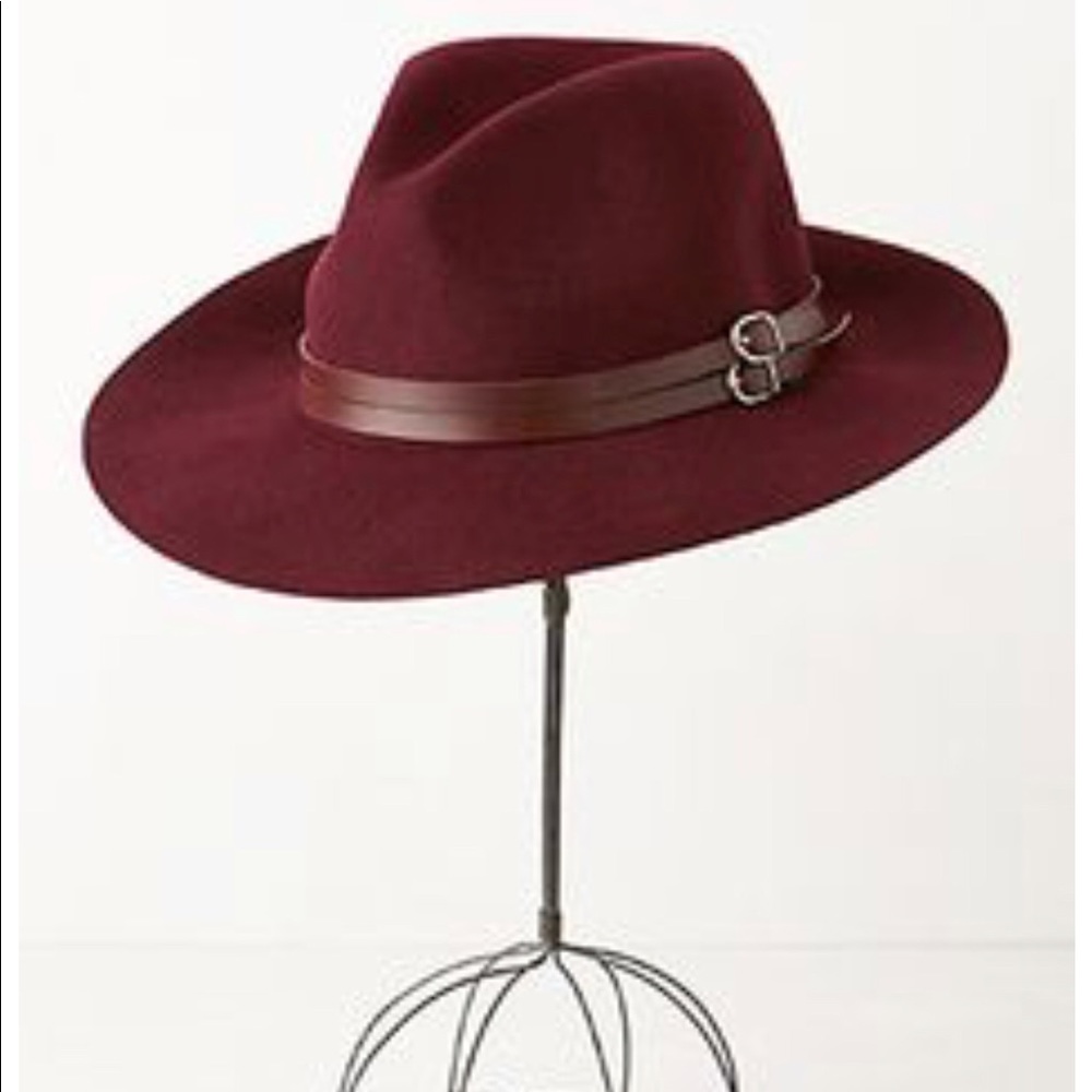Anthropologie Burgundy Rancher Hat