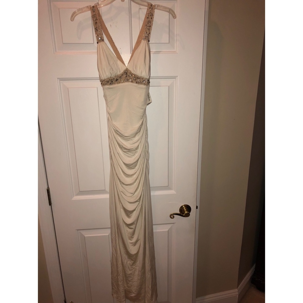 Aidan Mattox White beaded gown